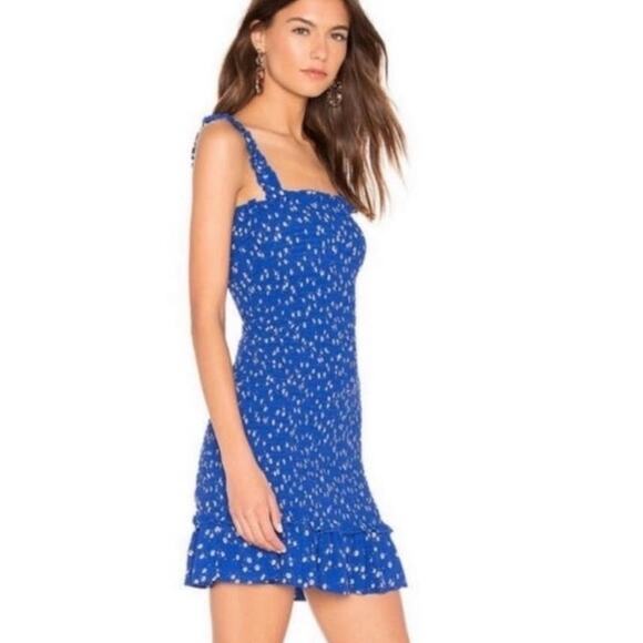Faithfull the Brand Del Mar Mini Dress in Cobalt Betina Floral Size 2 - Picture 12 of 13
